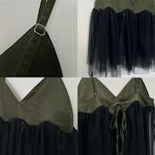 ランダムチュール異素材bustier/カーキ