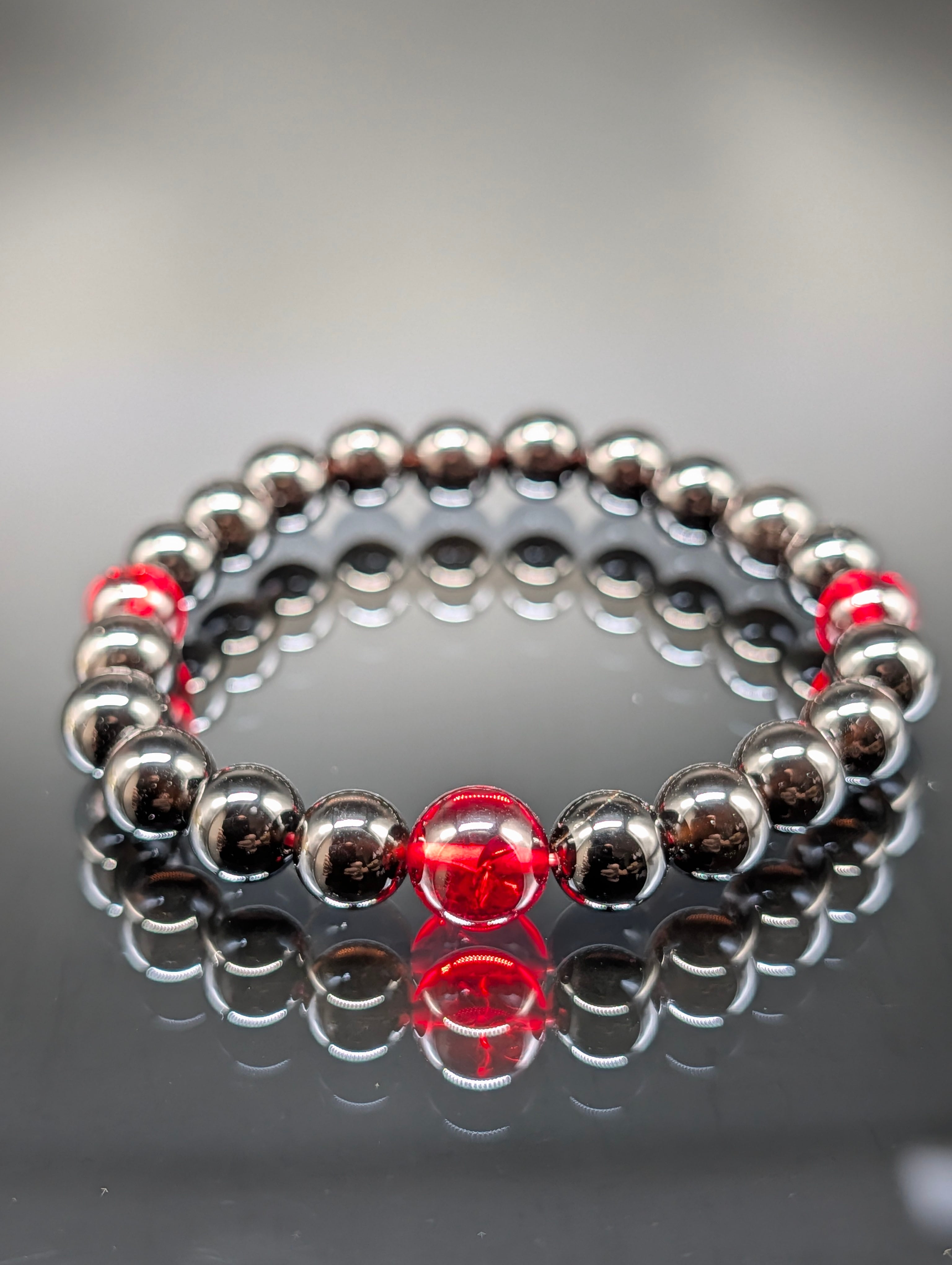 最高品質・鑑別済み・金運・健康】モリオン・レッドアンバー 8mm・2天