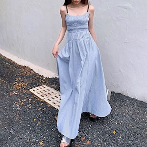 キャミワンピース レディース 春 夏 韓国 大人 かわいい きれいめ ストライプ リゾート Aライン ノースリーブ 涼しい 体型カバー 大人可愛い 大人女子