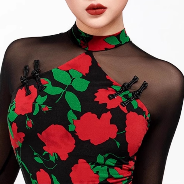 フリンジ サイドスリット ミモレワンピース ds1159