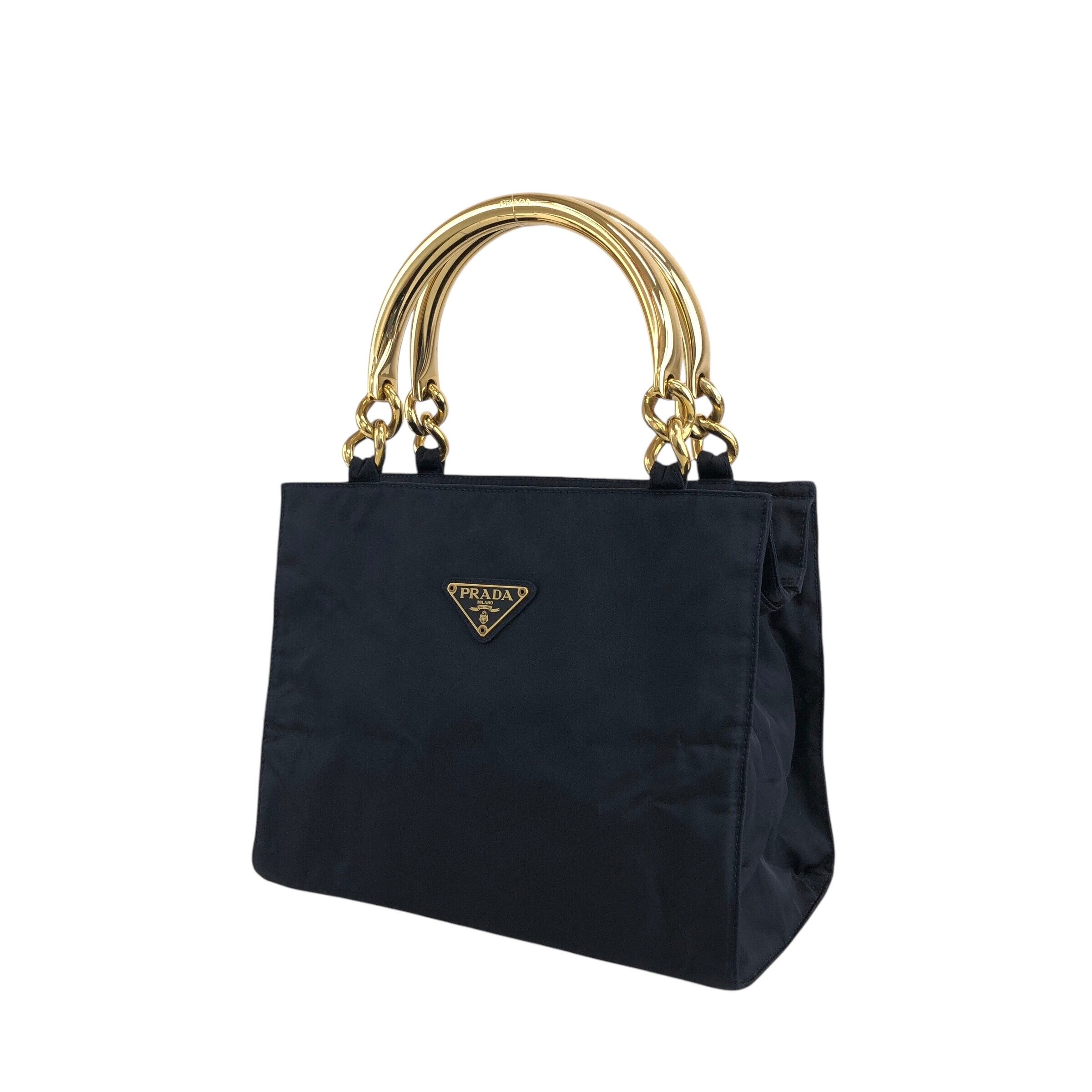 PRADA プラダ ハンドバッグ ネイビー トライアングルロゴ ナイロン