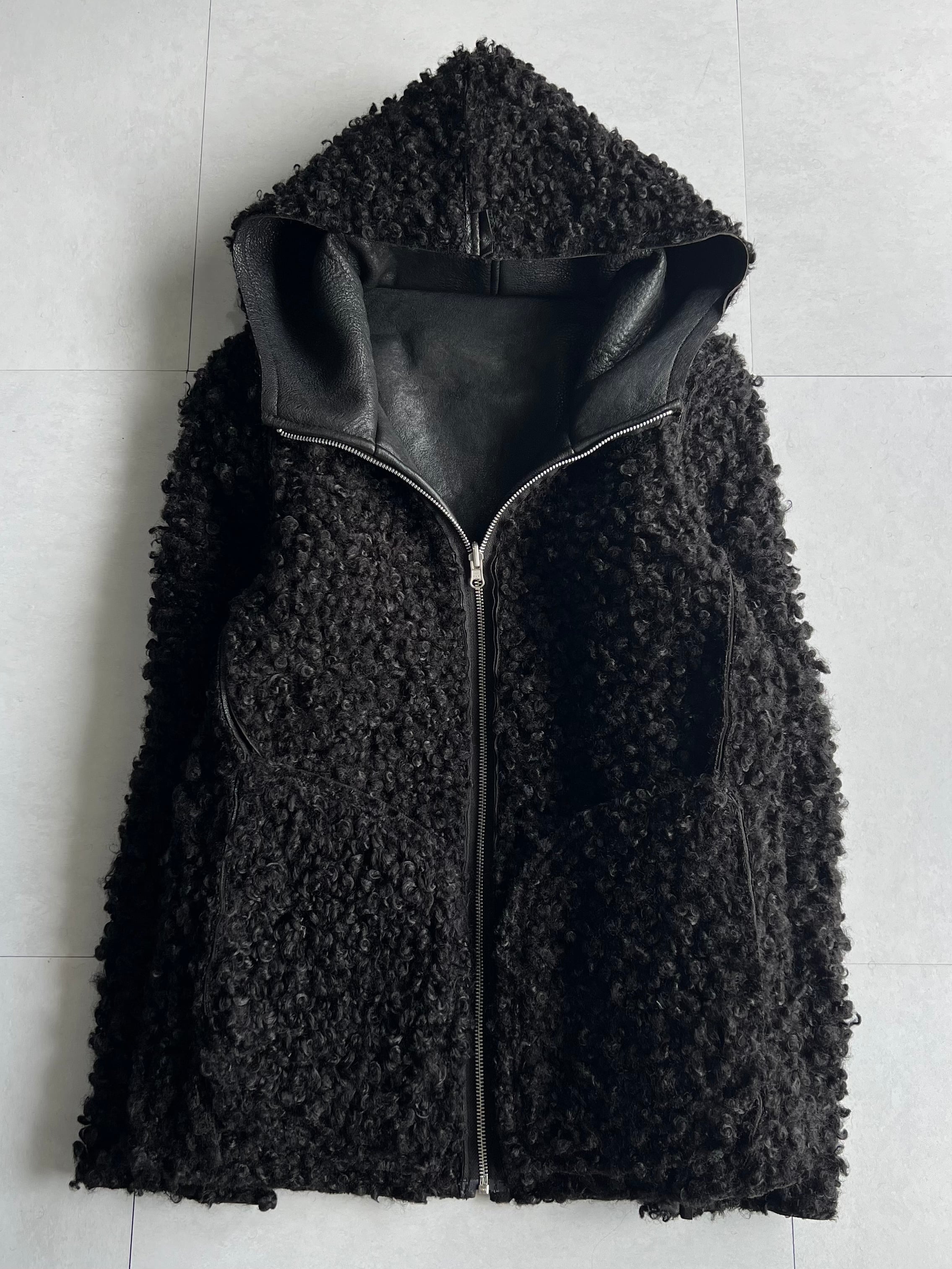 "NO ID." Reversible Leather Hoodie Jacket