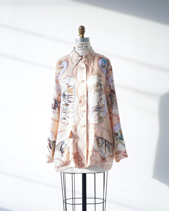 Printed silk shirt with pocket〈Hermès by martin margiela〉