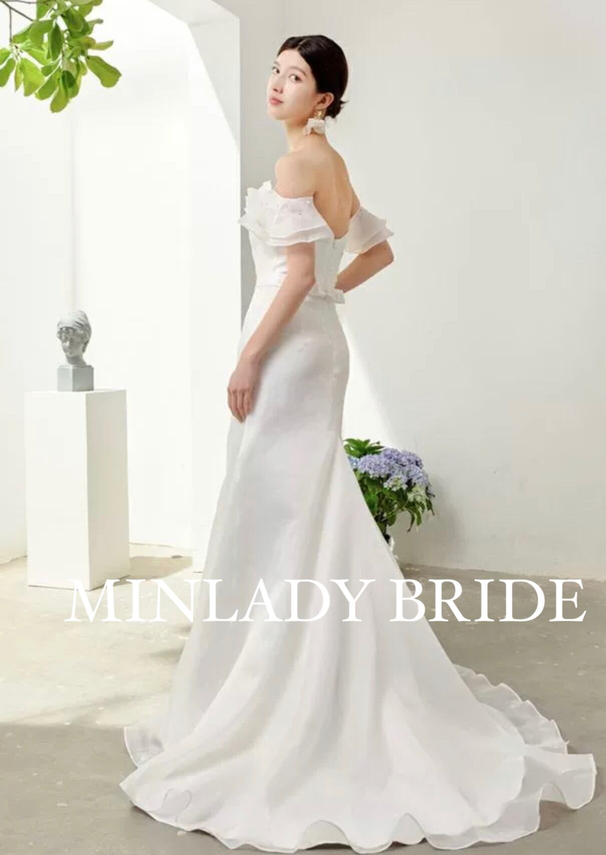 サテンオーガンジー マーメイドウェディングドレス | MINLADY BRIDE
