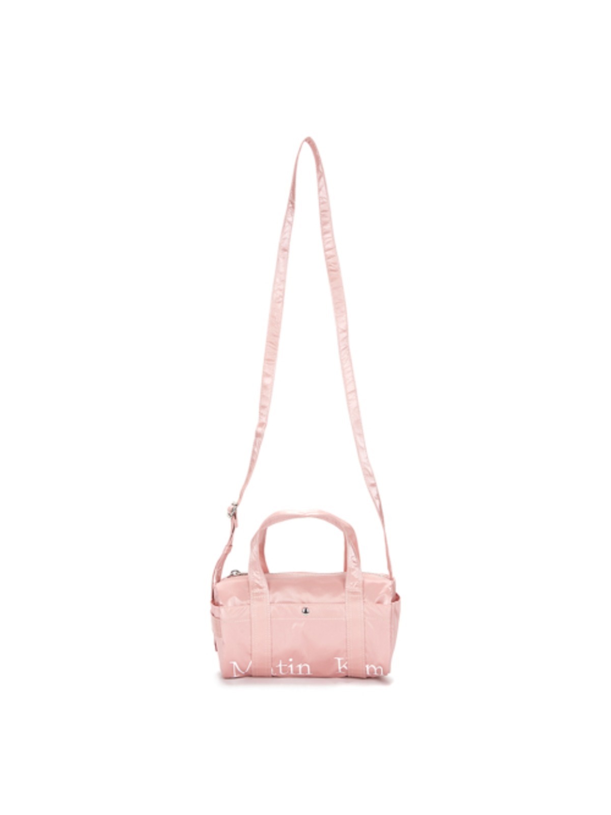 MATIN KIM] GLOSSY LOGO SPORTY MINI DUFFEL BAG IN LIGHT PINK | もごつ