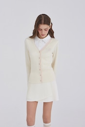 GOXO ゴーエックスオー クラシックロゴ ゴルジ ニット カーディガン クリーム