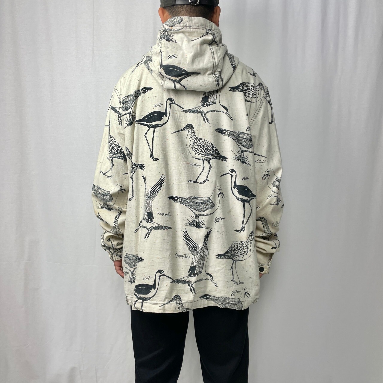 VANS バンズ 鳥柄 総柄 コットンパーカー メンズXL相当 古着 オフ 