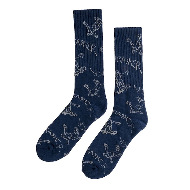 Thrasher Magazine - Gonz Logo Crew Socks - navy, grey