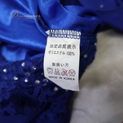 社交ダンス 衣装 ドレス ワンピース ブルー系 レース 花 花柄 青 ラインストーン ドレープ 装飾 キラキラ パーティー ダンス衣装 イベント 華やか 鮮やか ステージ レディース 上品 高級感 かわいい ふんわり ひらひら