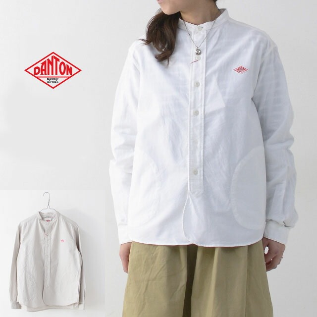 DANTON [ダントン] W's L/S OXFORD NO COLLAR SHIRTS [JD-3606YOX]  ノーカラーシャツ・長袖バンドカラーシャツ・綿シャツ・長袖シャツ・レディース・女性用・婦人服・LADY'S[2023SS]