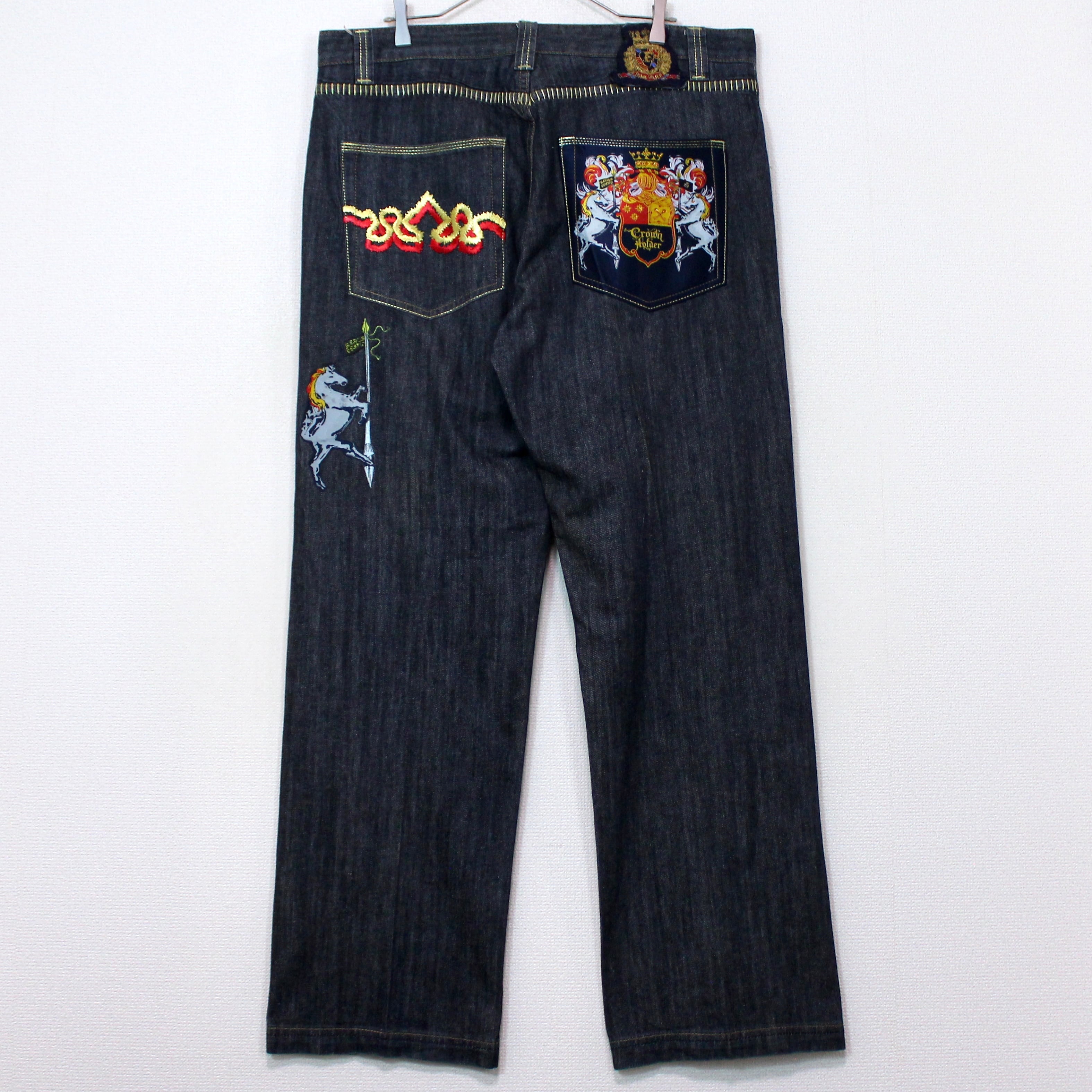 Caka act2】Emblem Embroidery Loose Baggy Denim Pants | Caka(カカ 