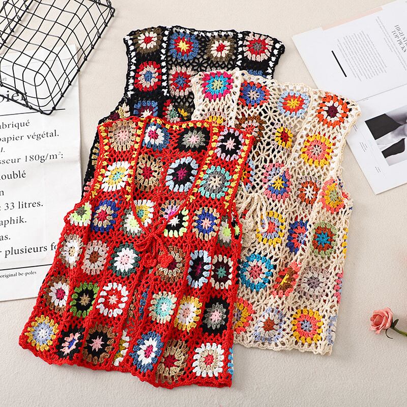 Boho Flower Patchwork Knit Vest S0210