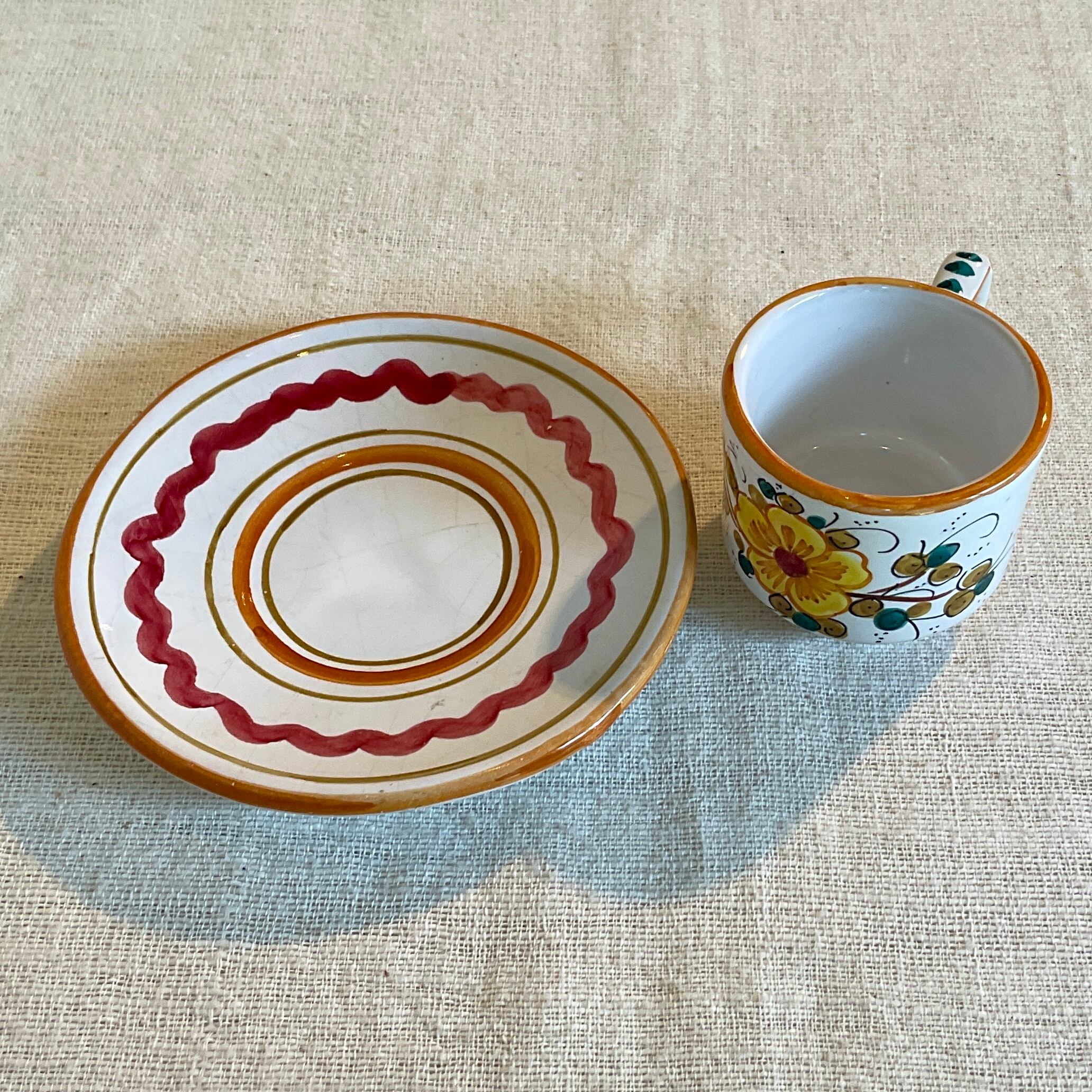 イタリア陶器】デミタスカップ(黄花) | 照明＆エシカルライフスタイル