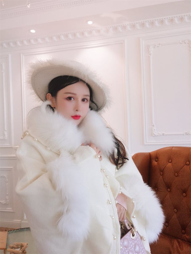 ポンチョ コート アウター パール 白 ファー | LOVEYsmileSHOP