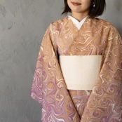 「南京藤×金茶」マーブル柄〜セオアルファ〜浴衣・夏着物・単衣
