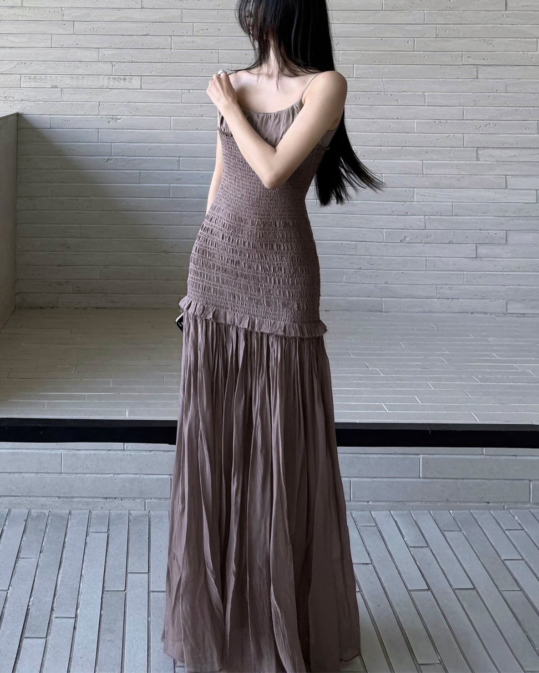 シャーリングキャミロングワンピース S26002