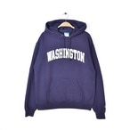 チャンピオン スウェットパーカー エコフリース ワシントン大学 カレッジプリント パープル 紫 アーチロゴ フーディー CHAMPION WASHINGTON メンズM アメカジ 古着 @CG0373