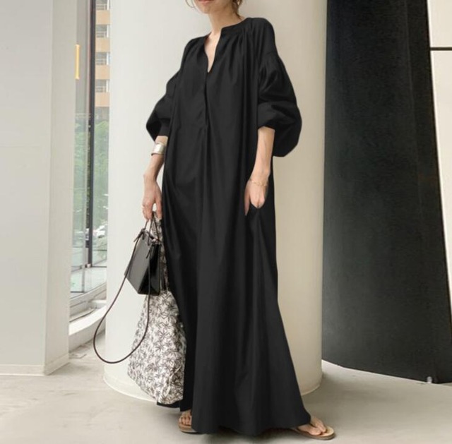 ワンピース ロング丈ワンピース レディース服 ランタンスリープ カジュアル