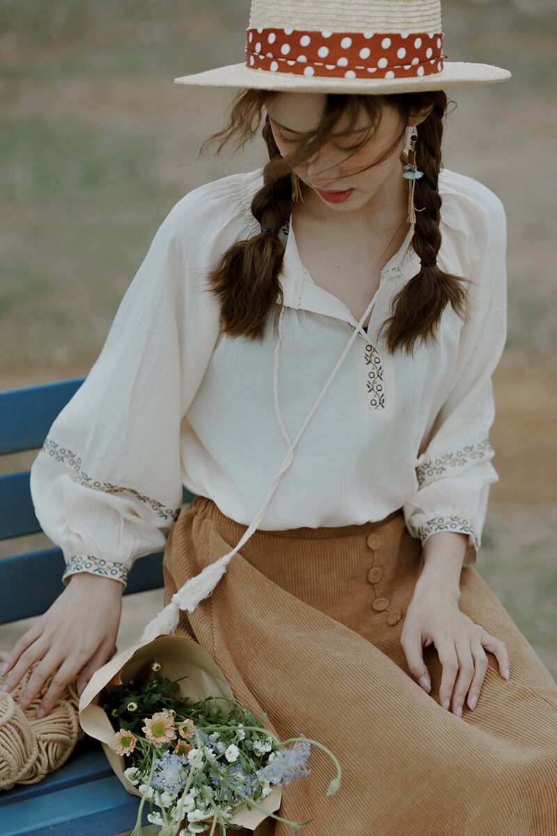 ジャカードシャツ エスニックスタイルプルオーバー ブラウス スリーブサマー レッド 刺繍 夏物 ドリームホーストラベル婦人服86808469567