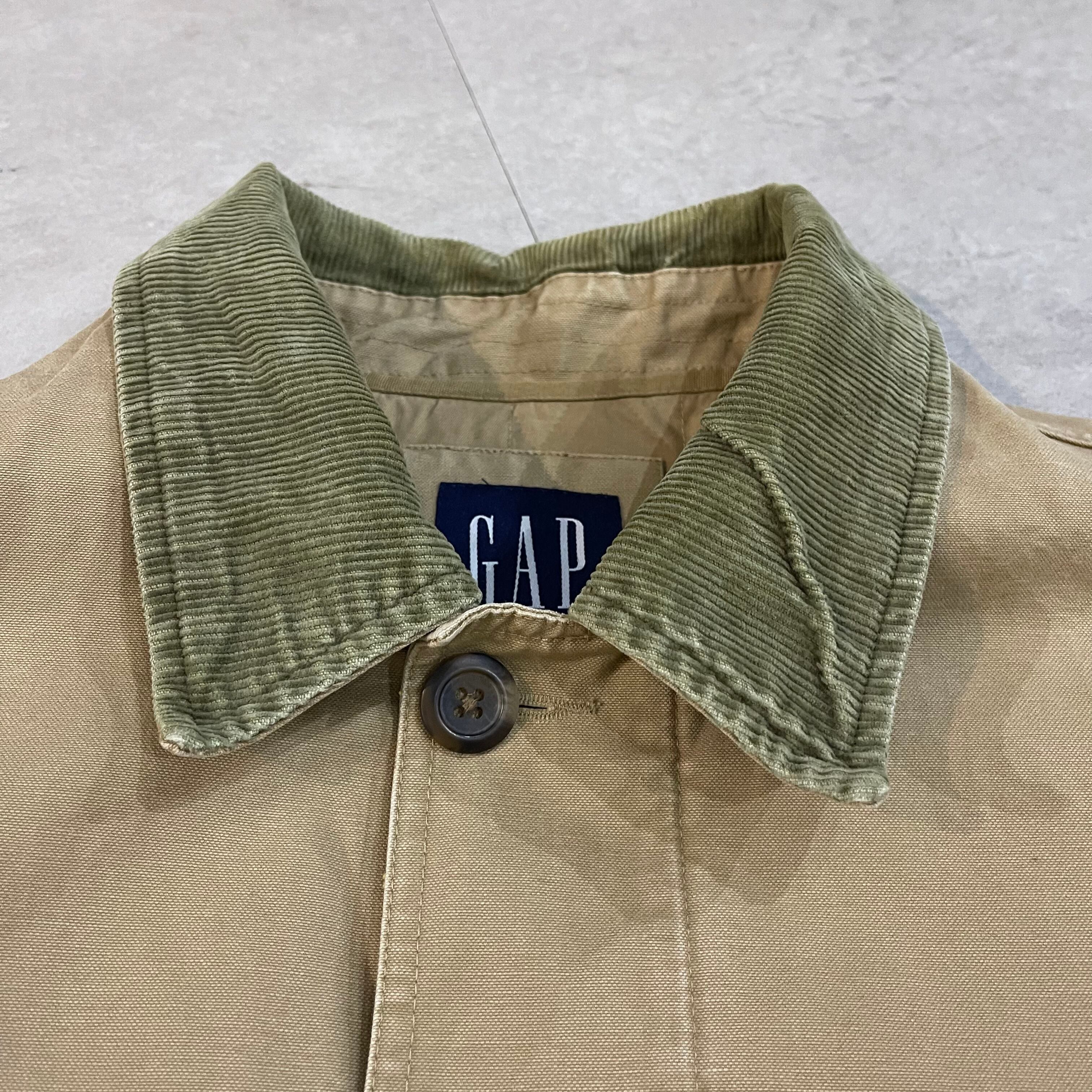 L』GAP ハンティングジャケット 襟切り替え コーデュロイ ベージュ