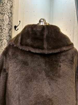 60's moca brown faux fur coat