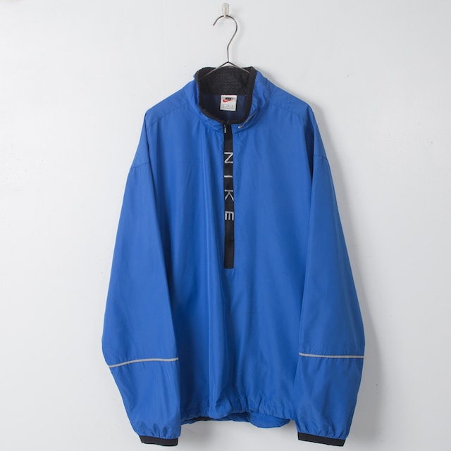 1990s vintage "NIKE" piping design half zip nylon pullover