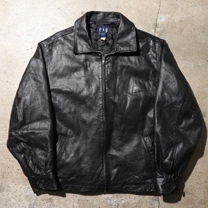 美品 L アルミジップ OLD GAP 90s Y2K レザージャケット オールドギャップ 黒