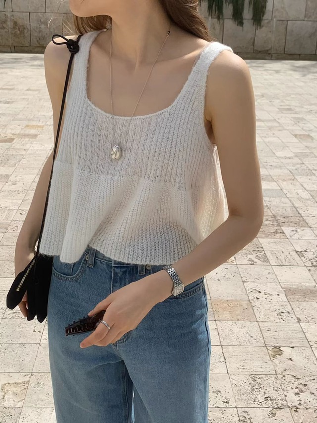 (OUNCE)  more knit bustier / 2color