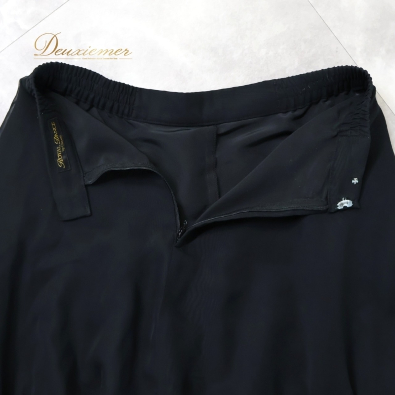 社交ダンス 衣装 スカート ブラック系 チャコットロイヤルダンスChacott ROYAL DANCE 黒 無地 シンプル 練習 レッスン 日本製 ダンス衣装 上品 透け感 オールブラック フリル シフォン