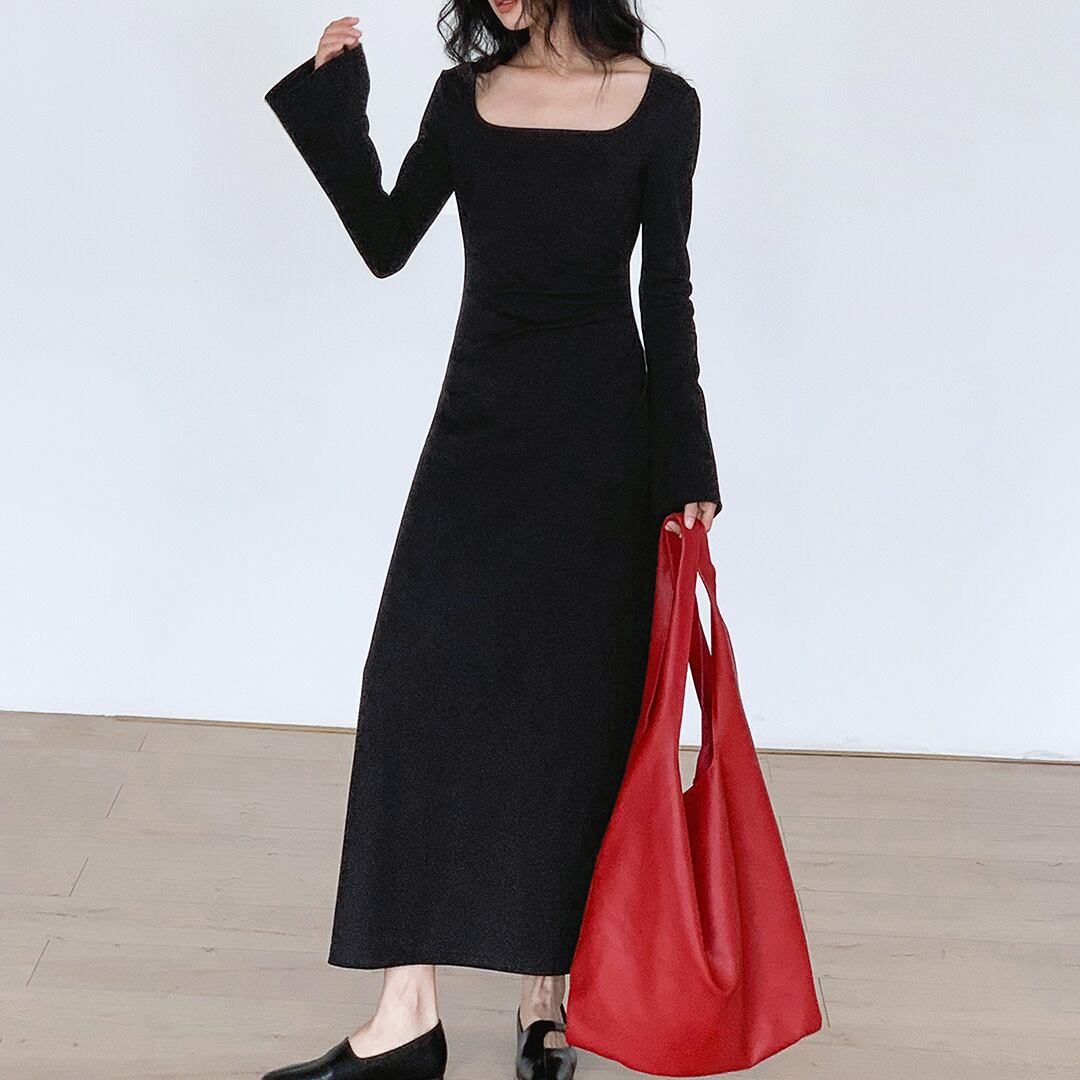 スリムスクエアネックワンピース K0410