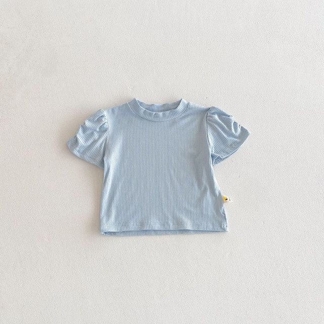 【セット】ボリューム袖半袖Tシャツ小花柄サスペンダーロンパースセット - 20