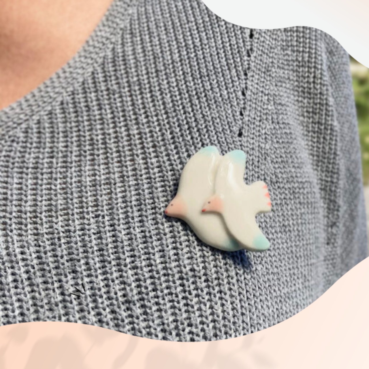 ハト　ブローチ