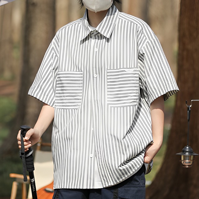 Retro Striped Short-sleeved Shirt [724]