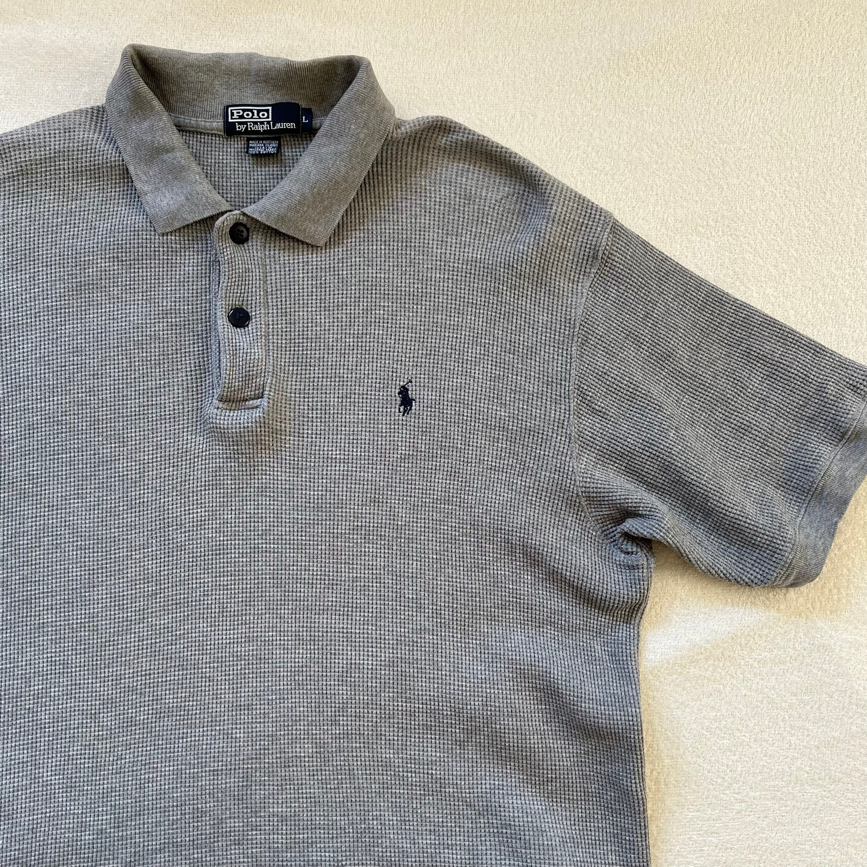 Ralph Lauren ラルフローレン サーマル ポロシャツ グレー L ニット