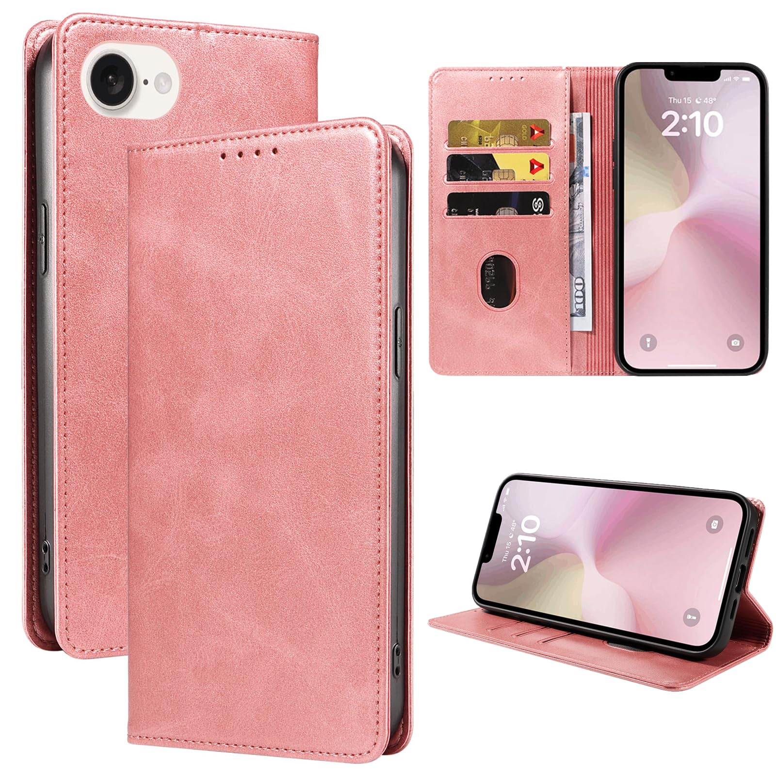 EUMADOVE iPhone 16e/17e 用 ケース 手帳型 レザー アイフォン16e/17e ケース スタンド機能 マグネット式