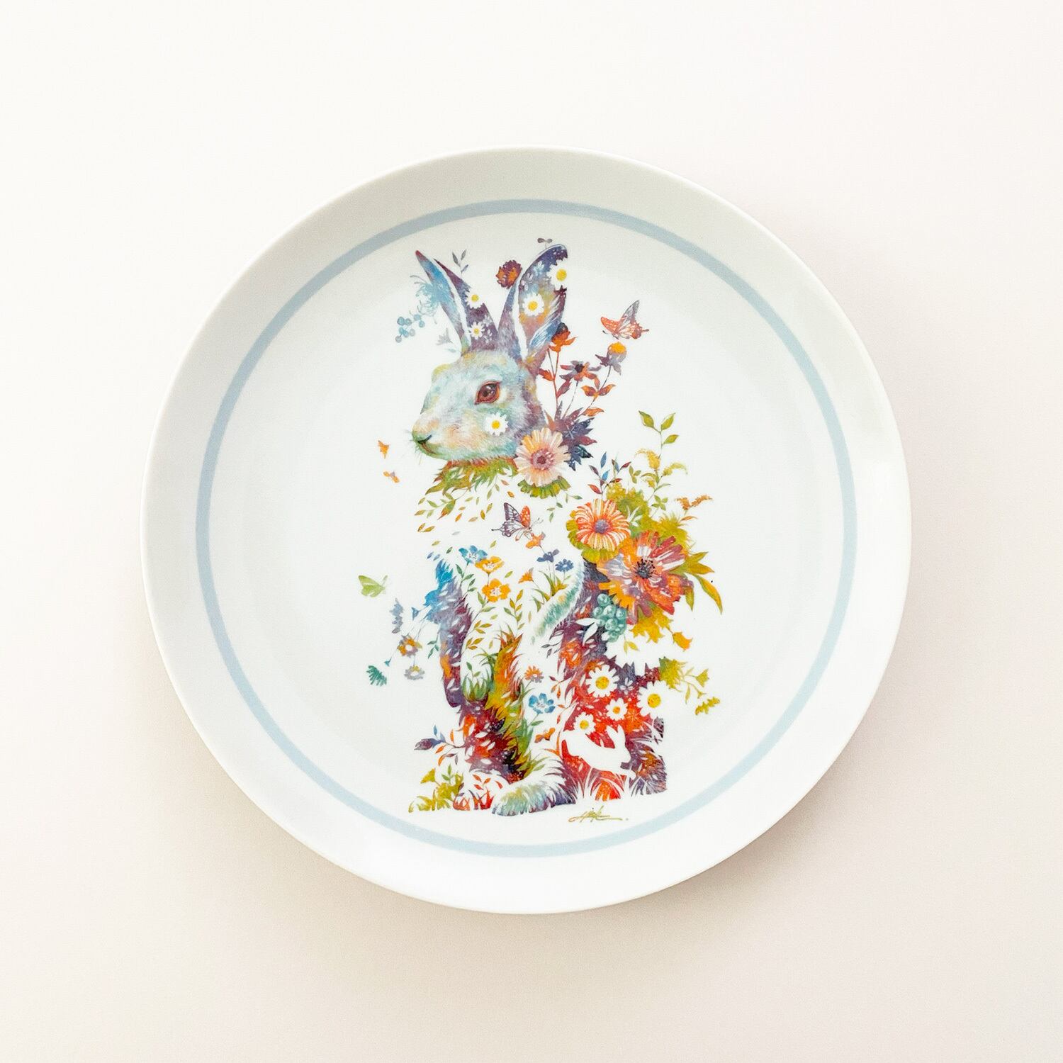 TAKEDA HIROKI】タケダヒロキ 九谷焼8寸プレート -青ウサギ- | bpbp