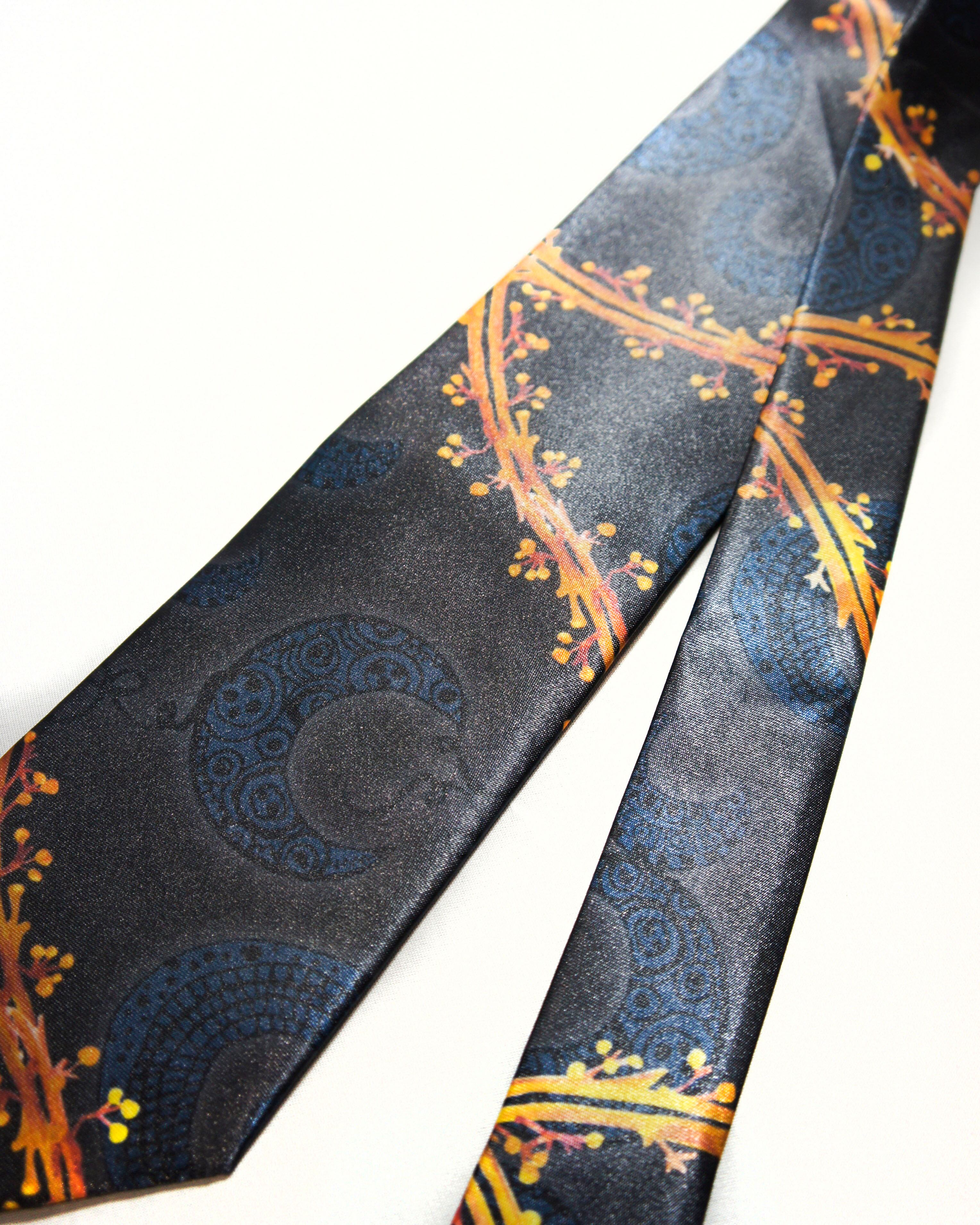 mushroomネクタイ【一点物】【個性派】【蔦シリーズ】蔦と月