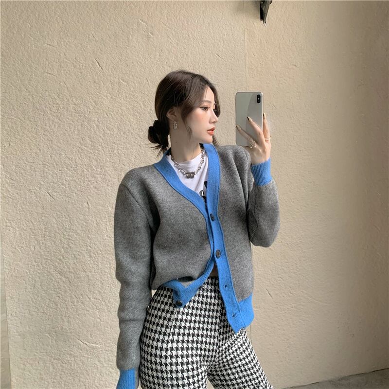 セーター カーディガンジャケット ルーズスタイルオータムウィンタートップス 秋物 冬物 ブラックストロベリース52071581809