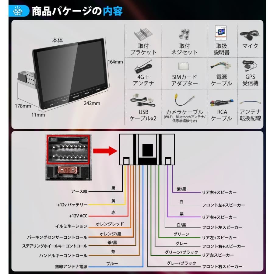 PRA101 ディスプレイオーディオ android10 4+64GB カーオーディオ 1din