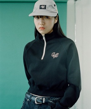 [CAVISH] W HALF ZIP UP SWEATSHIRT BLACK(CV2CSFM467A)