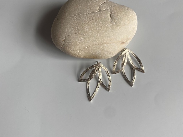 <vintage silver925>leaf etched pierce