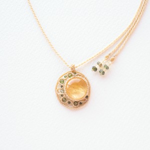 シトリンのマクラメ編み 天然石ネックレス