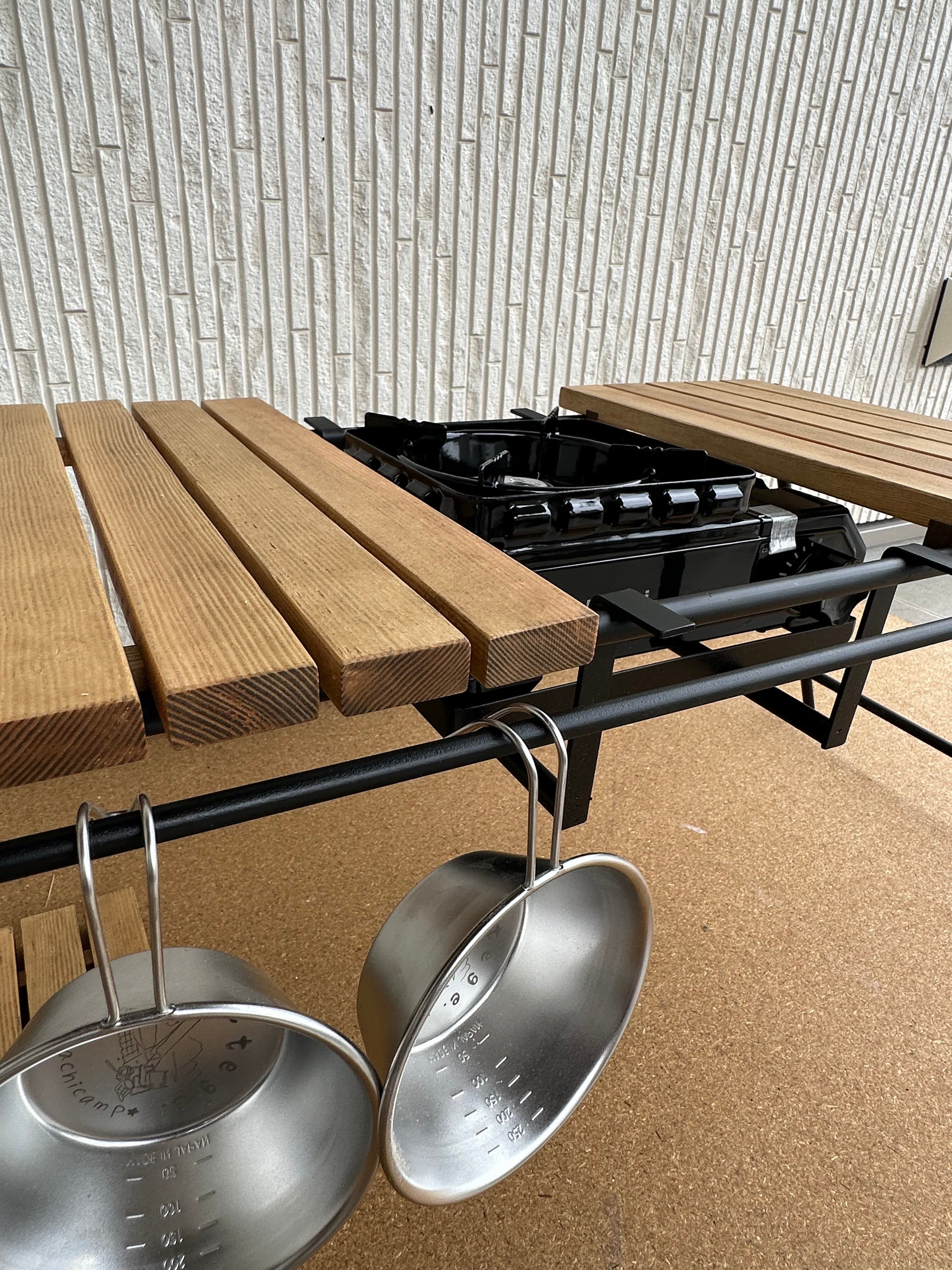 ラスティックパイン色 アイアンテーブル igtテーブル フラットバーナー  