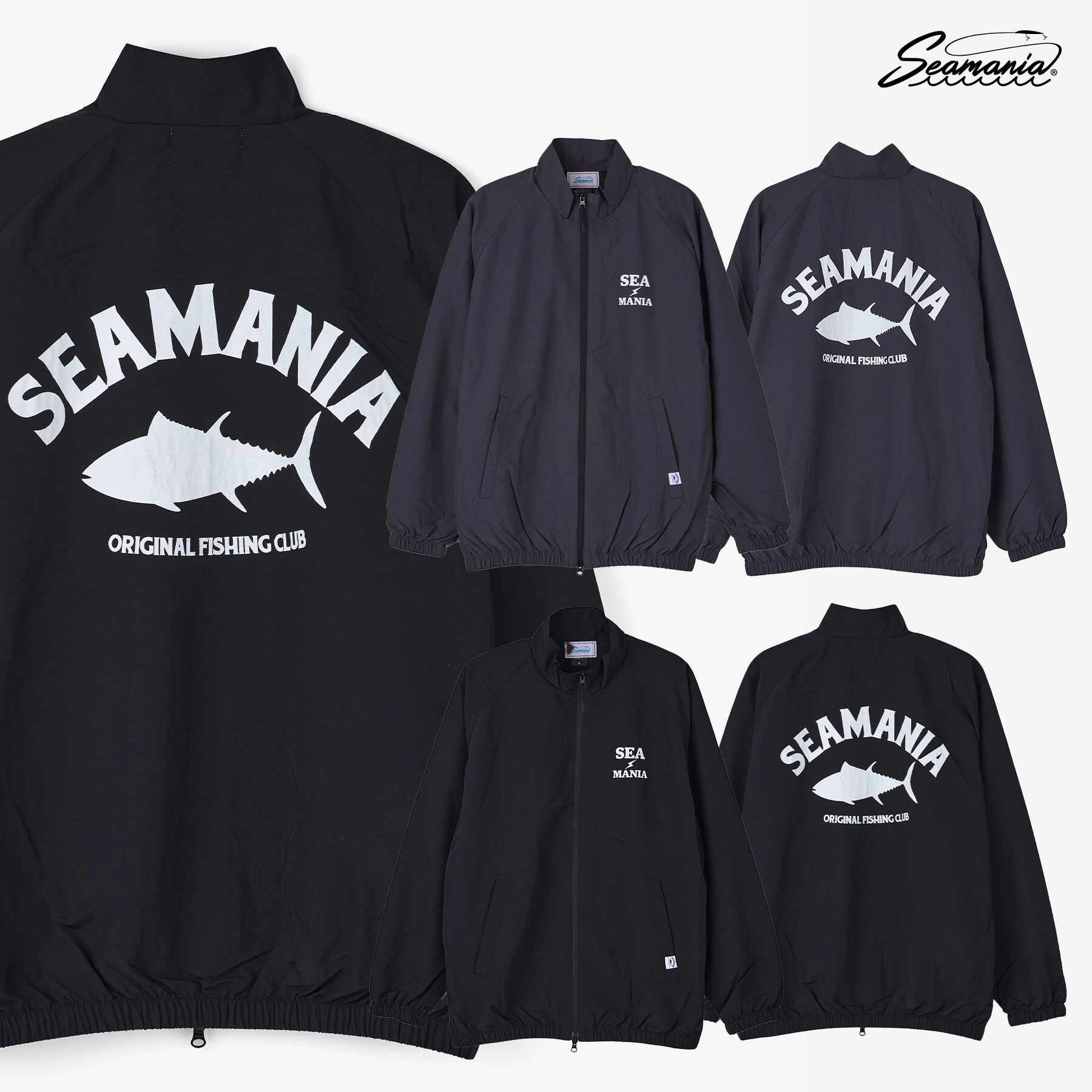 本日限定値下げ！ バスマニア bassmania ナイロンジャケット です。 Seamania】ロゴナイロンジャケット［CHARCOAL］ | bassmania.jp
