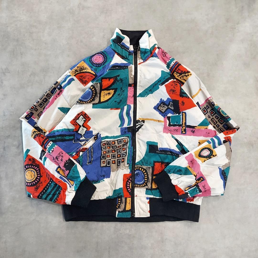 HEAD ナイロンジャケット古着 リバーシブル 襟高 90s M 黒 16849