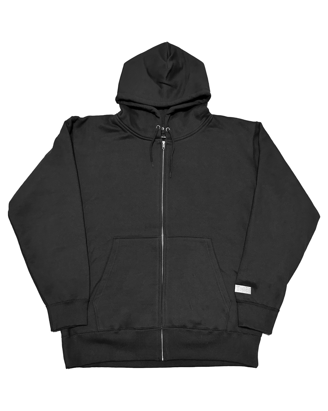 BOX-TYPE2 ONE POINT HEAVY WEIGHT ZIP UP SWEAT HOODIE - BLACK