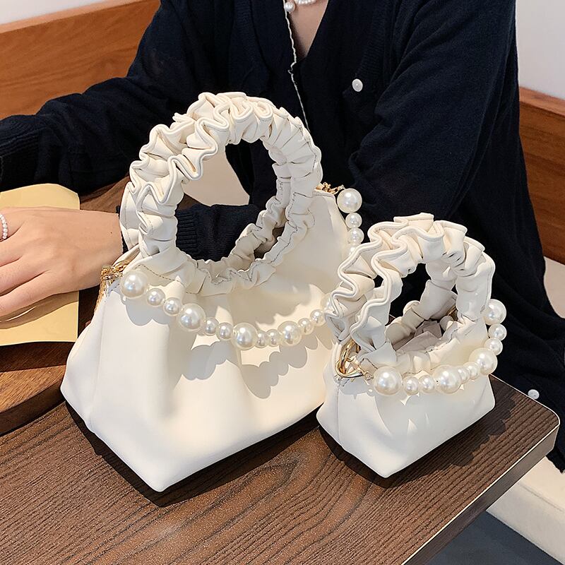 パールチェーン サマーホワイトシングル 夏物 真珠 メッセンジャーバッグ Tiancai_Wing_Bag42739530382