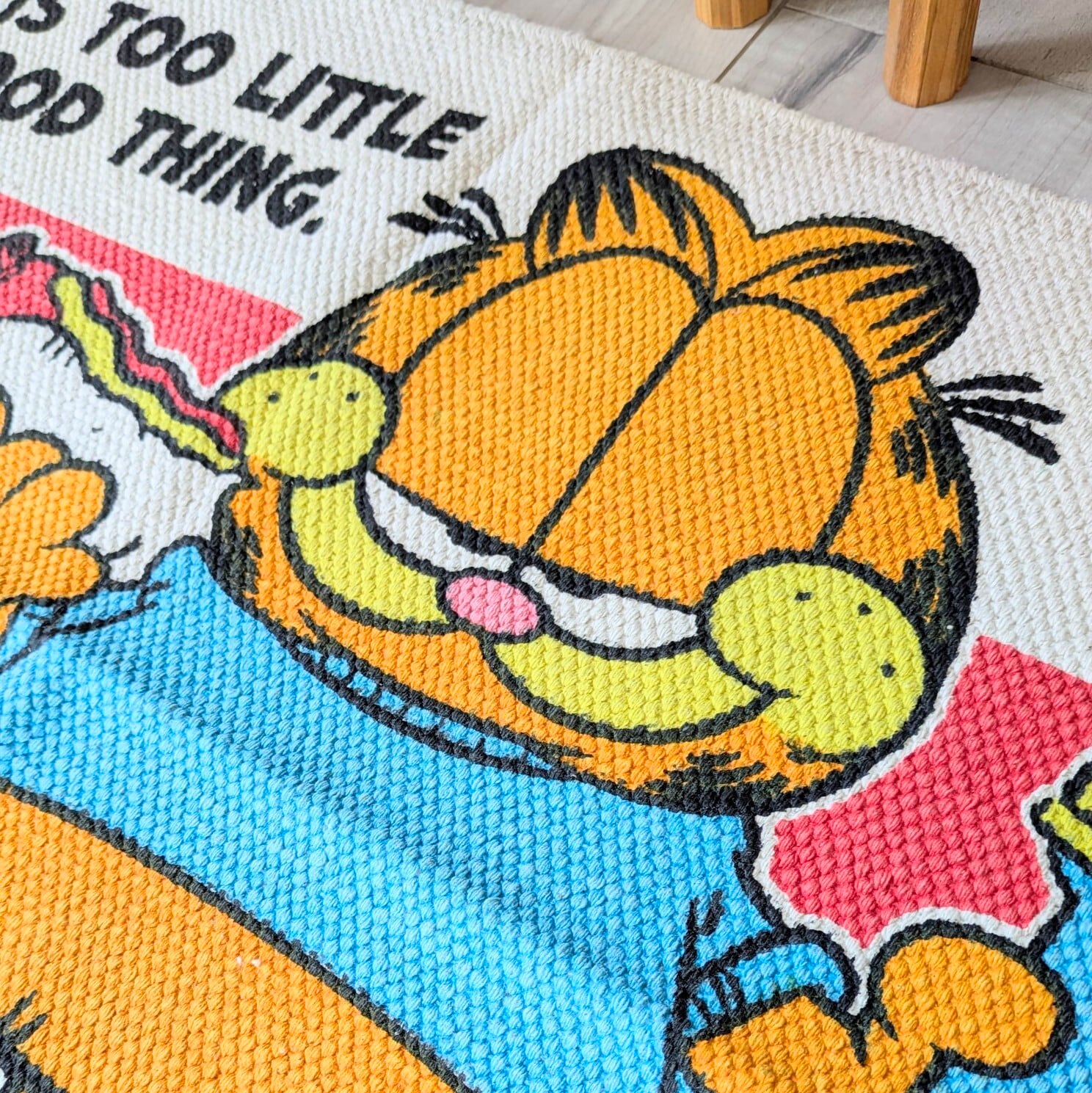 【 Garfield ( ガーフィールド ) 】『I am hungry Therefore I am.』COTTON MAT /  コットンマット/ Floor Mat / フロアマット〚アメリカン雑貨 アメトイ〛