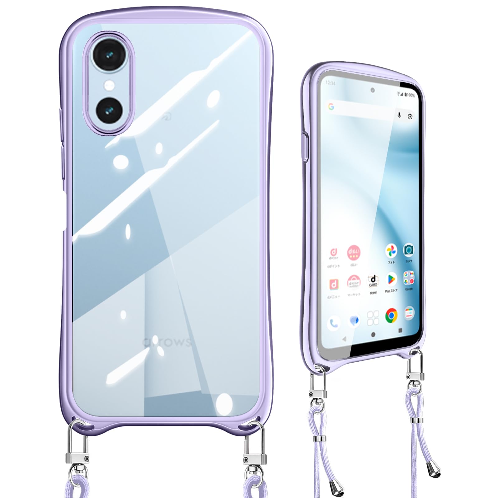 Shengkawang arrows We3 用 ケース ショルダー アローズ We2 ストラップ F-52G スマホケース スターリバーシルバー