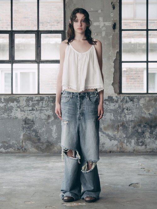 ASIF CALIE★韓国★人気★DENIM WASHING CARGO PANTS ☆AESPA ウィンター 着用！！【ASIF CALIE】DESTROYED WASHING